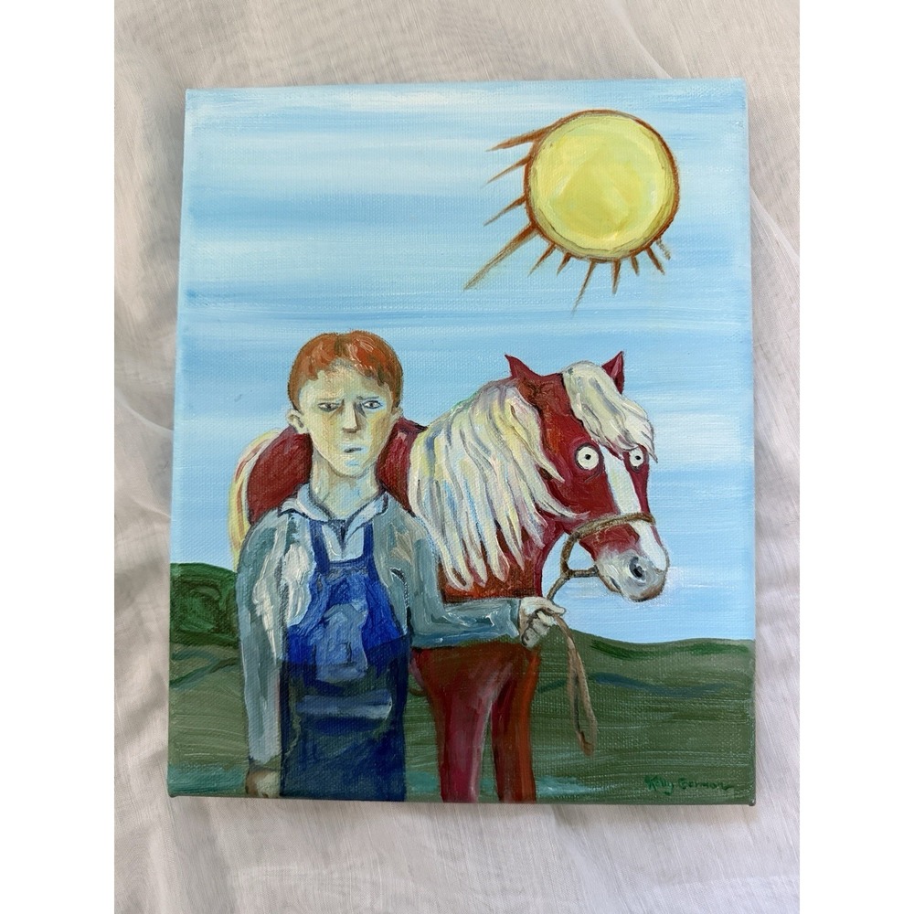 The Boy and‎ The Pony - Original Oil Painting on Canvas, Inspired By Steinbeck